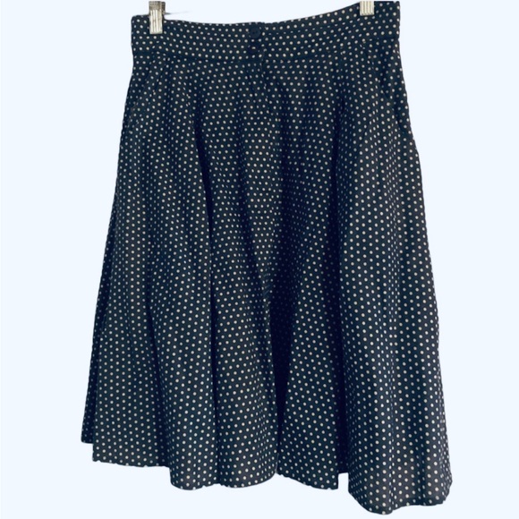 Comme Toi Knee Length White Polka Dot  Blue A-line Skirt Size M 6/8 - Picture 8 of 9